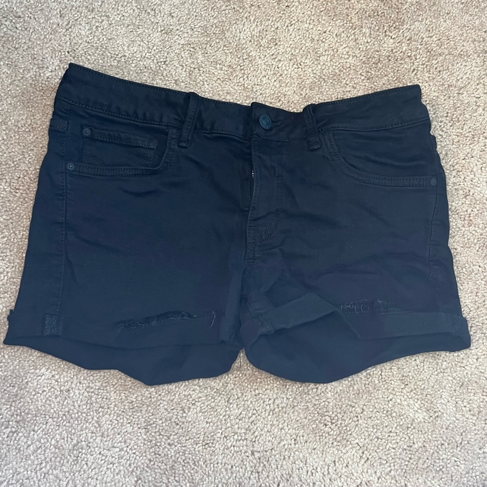 Mango black denim shorts